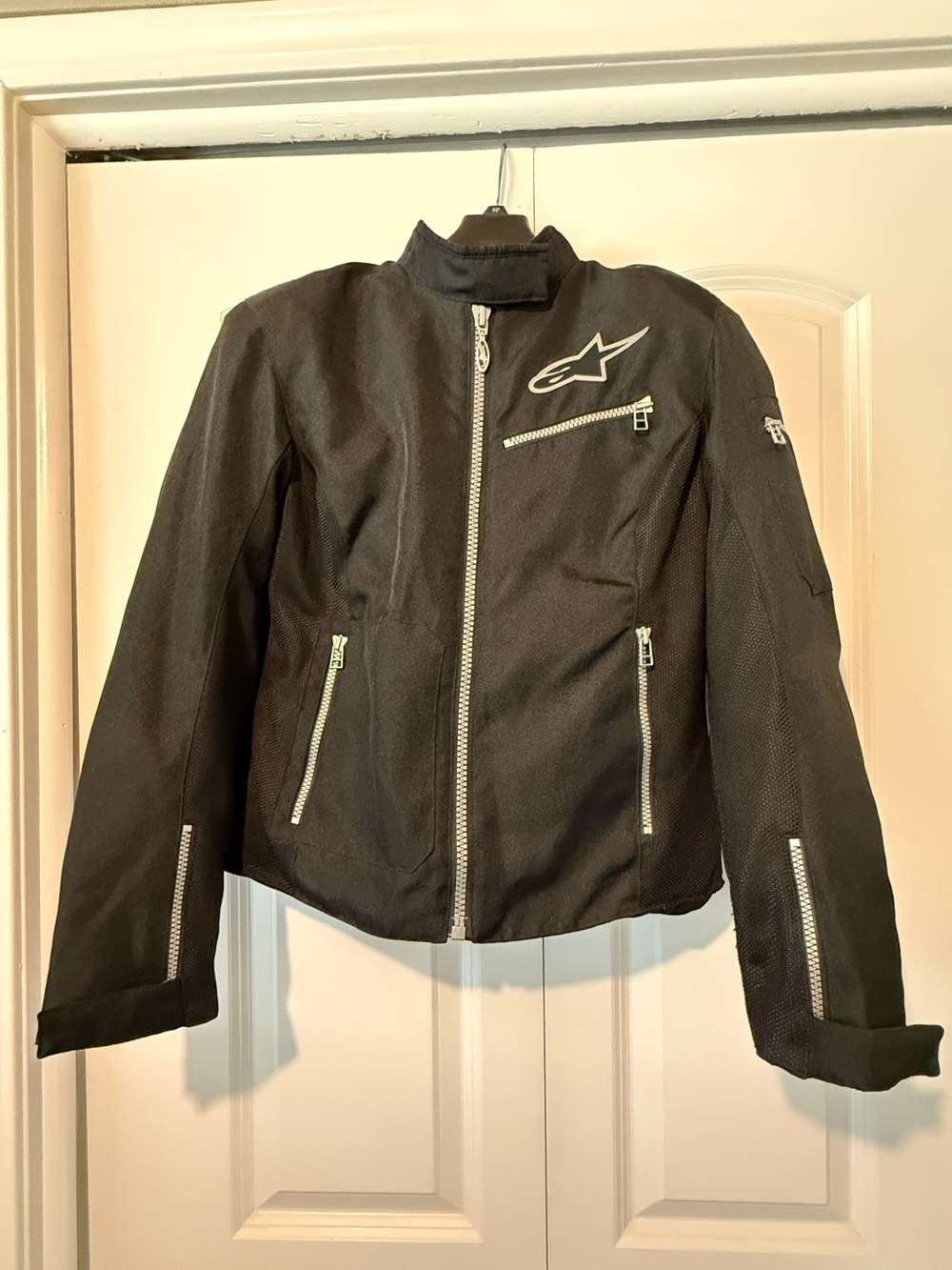 Alpinestars Stella Women's Black Motorcycle Jacket with Silver Zippers Small